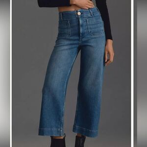 Anthropologie Maeve The Colette Cropped Wide Leg Denim Pants Medium Blue NWOT